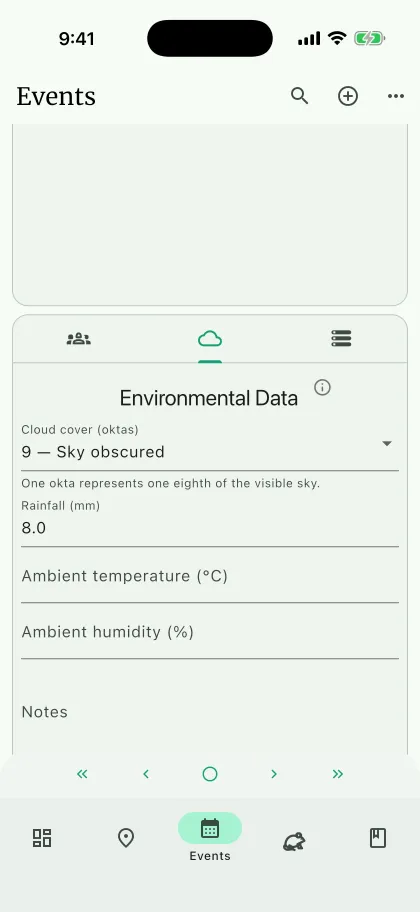 NAHPU Environmental data screen on a phone