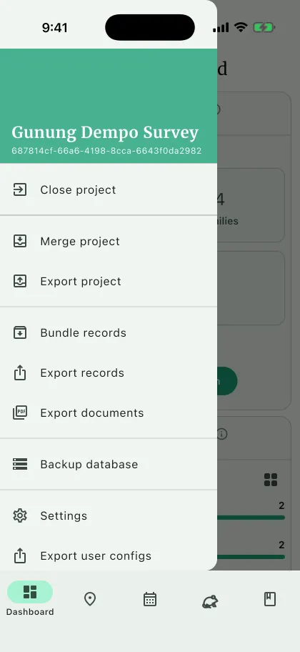 NAHPU project menu screen on a phone
