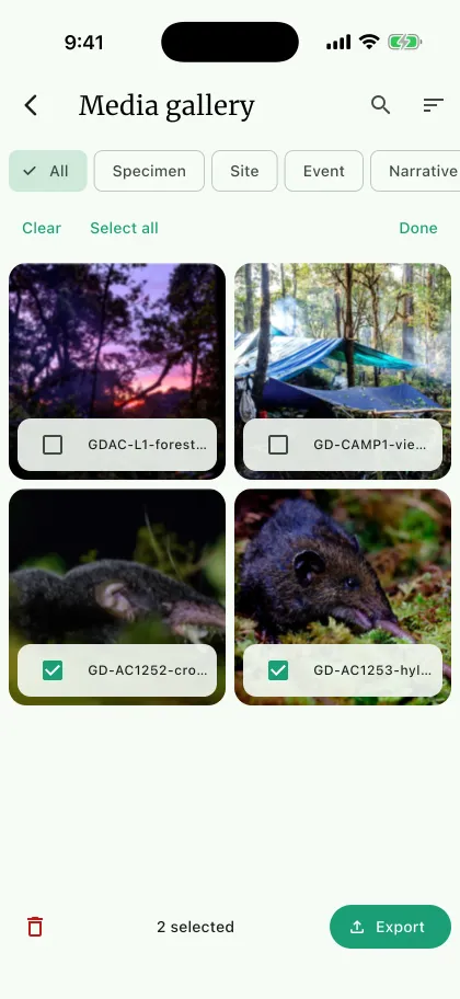 NAHPU Media gallery screen on a phone