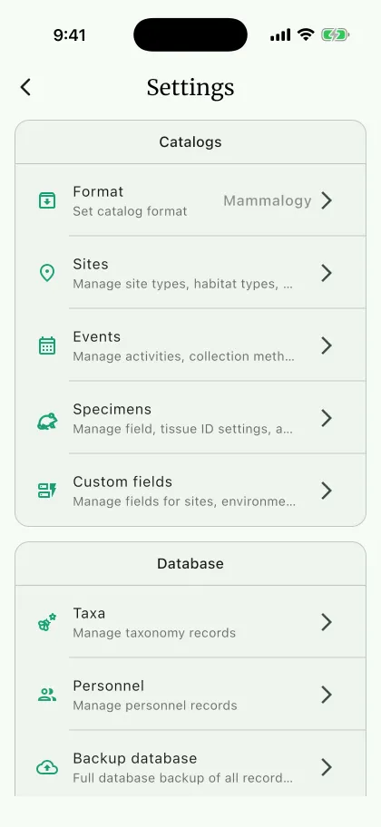 NAHPU Settings screen on a phone